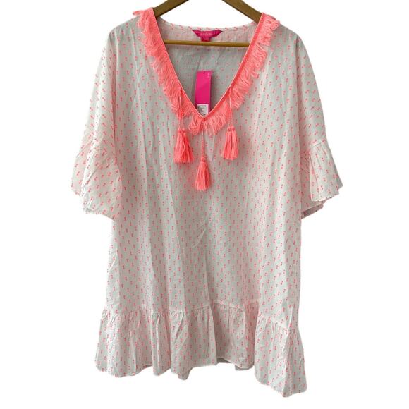 Lilly Pulitzer Kipper Swim Coverup Tangelo Neon Clip Size L/XL - Picture 7 of 12